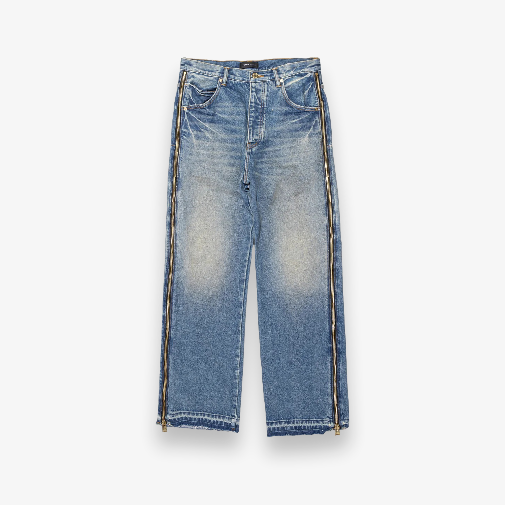 Full Side Zip Mid Indigo Denim Jeans