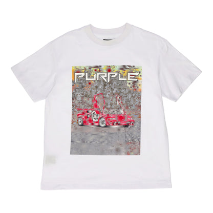 Textured Jersey Short Sleeve White T-Shirt