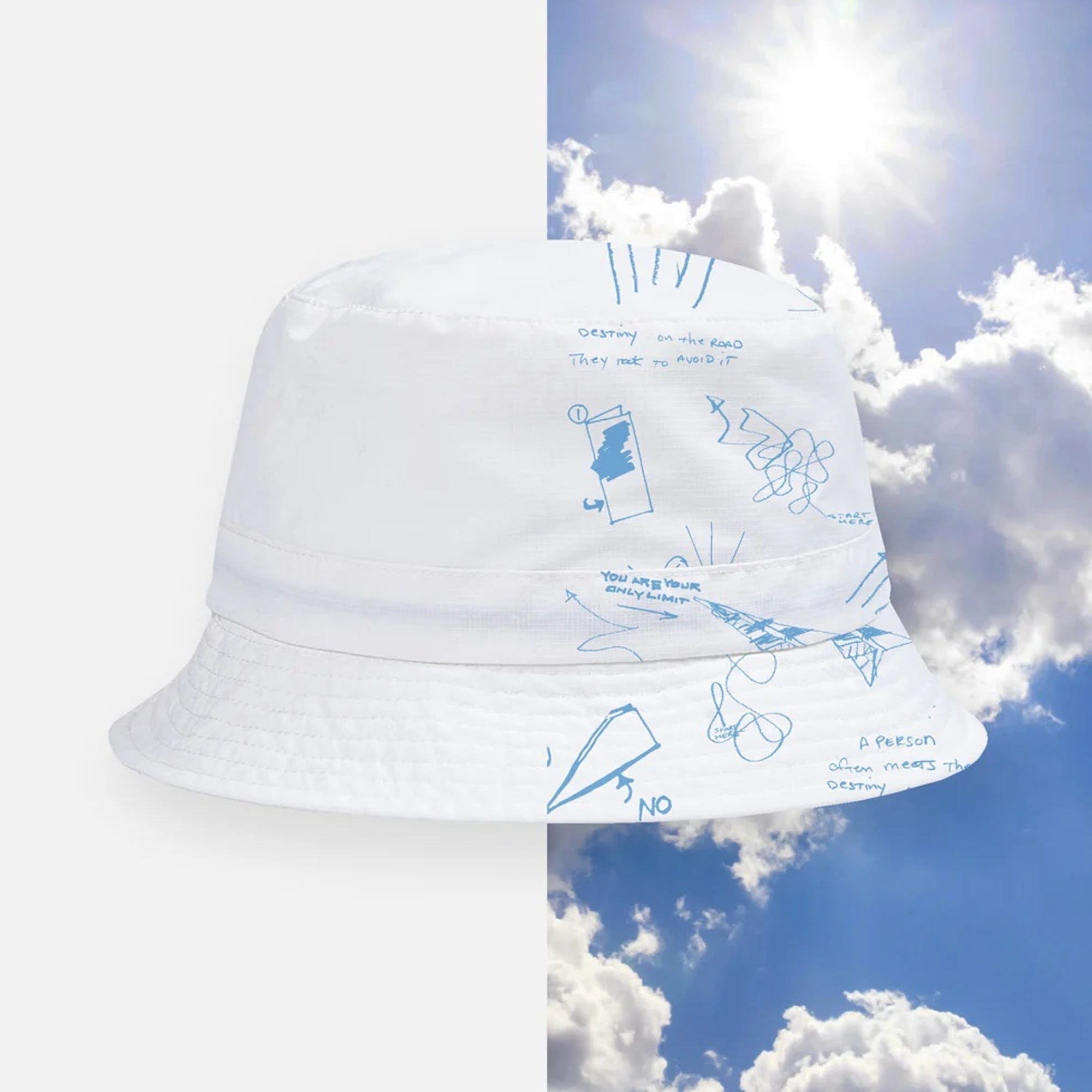 UV Sketch Print Packable Bucket Hat