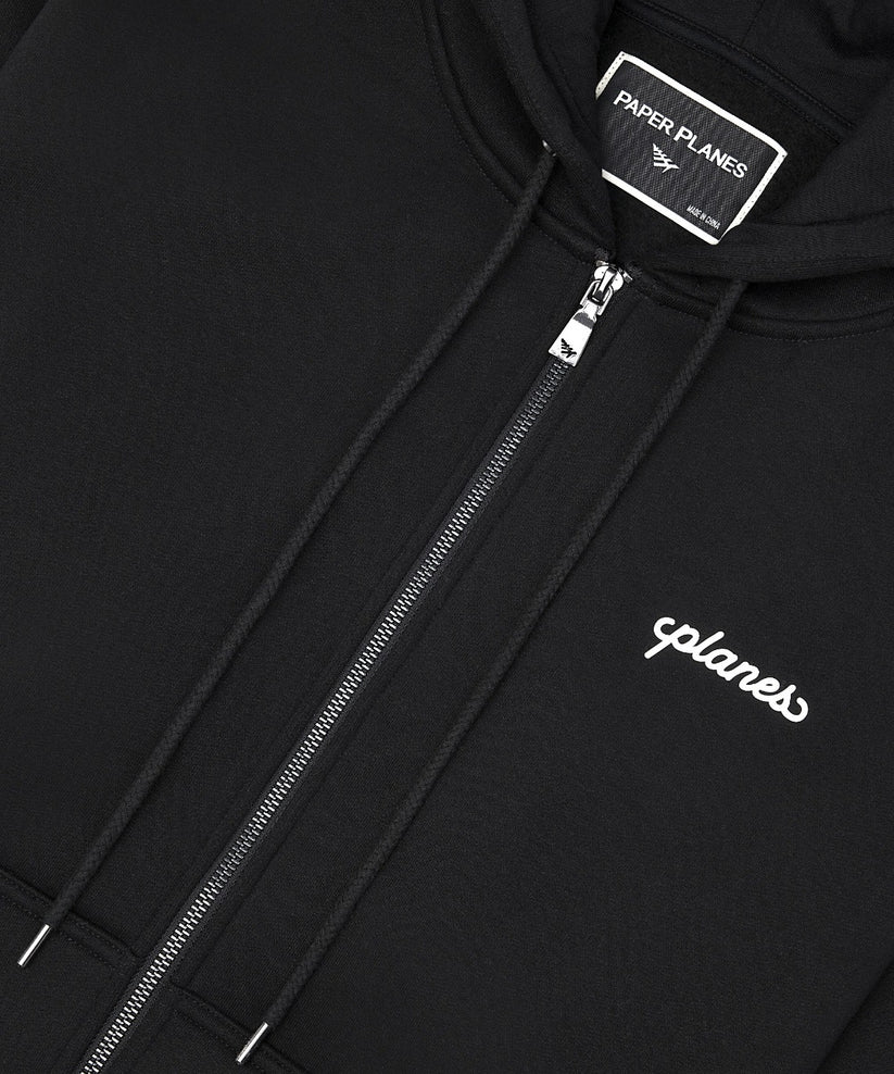 Script Weld Black Zip Up Hoodie