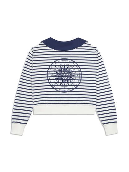 Marina Sailor Collar Sweatshirt- Gardenia