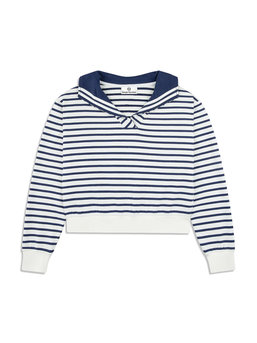 Marina Sailor Collar Sweatshirt- Gardenia