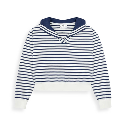Marina Sailor Collar Sweatshirt- Gardenia