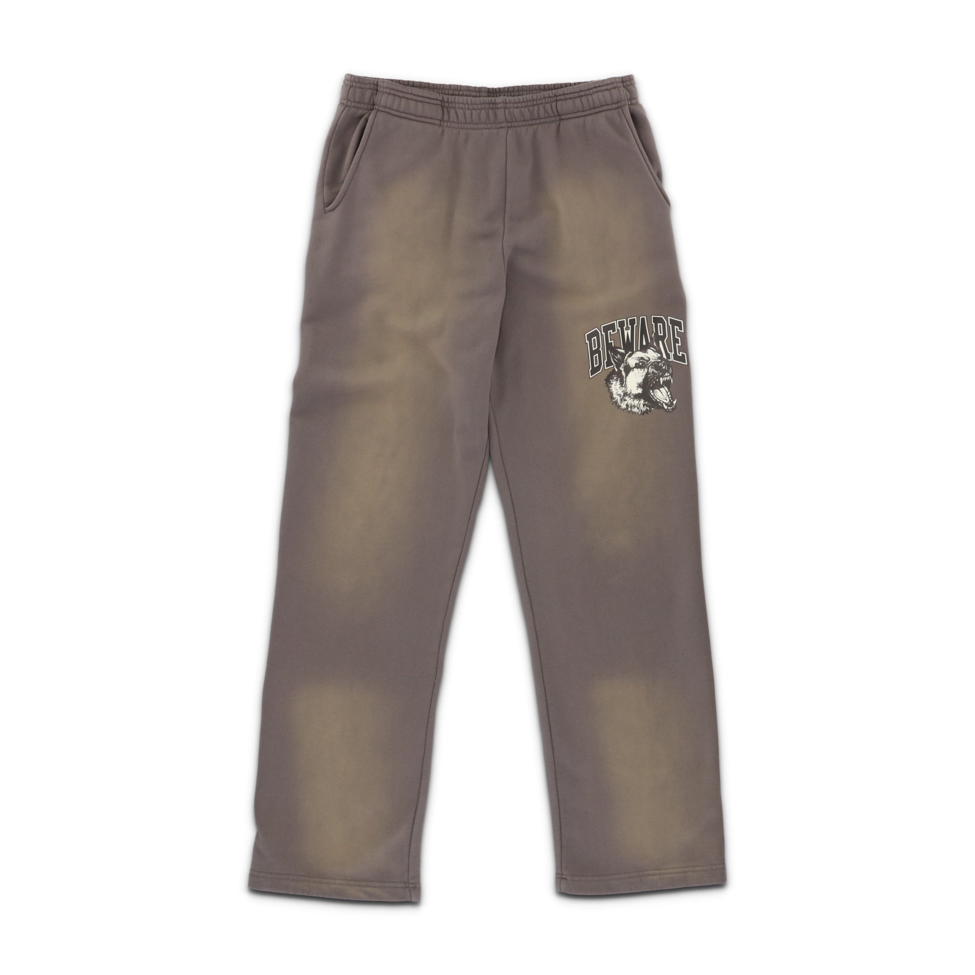 Tonal Beware Open Bottom Sweatpants