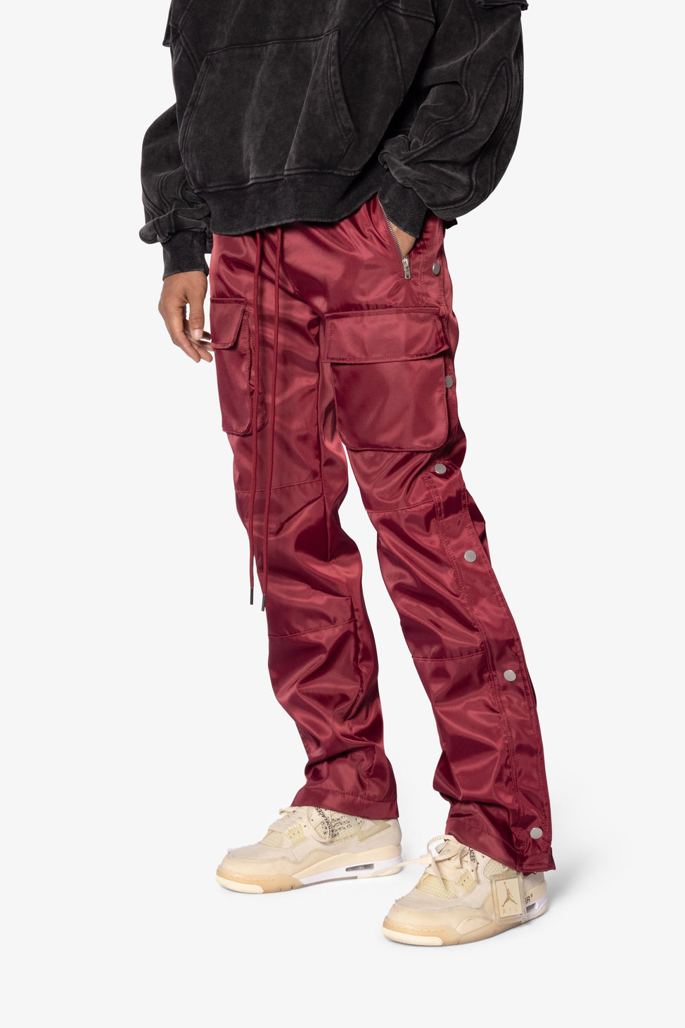M2024-P532-RED-Men Snap Front Cargo Pants