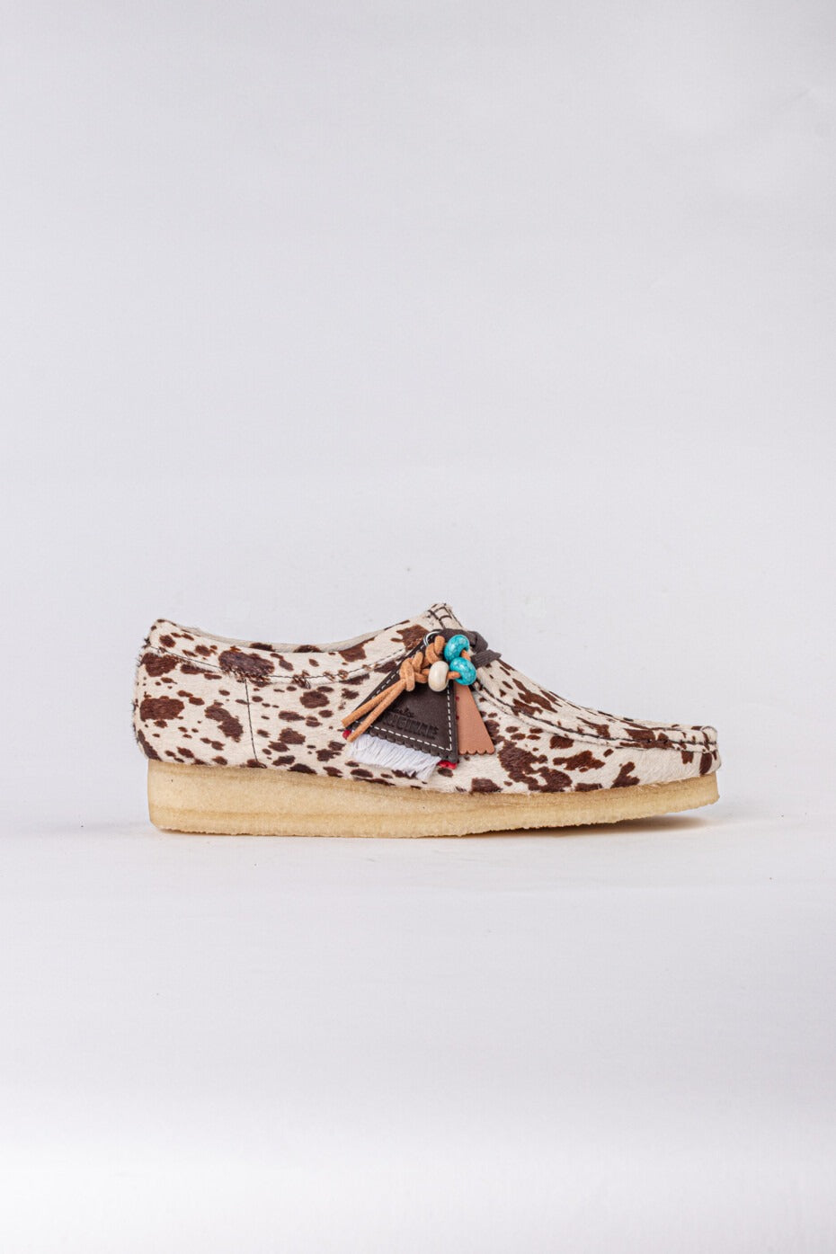 Clarks-Wallabee Brown Cow Print