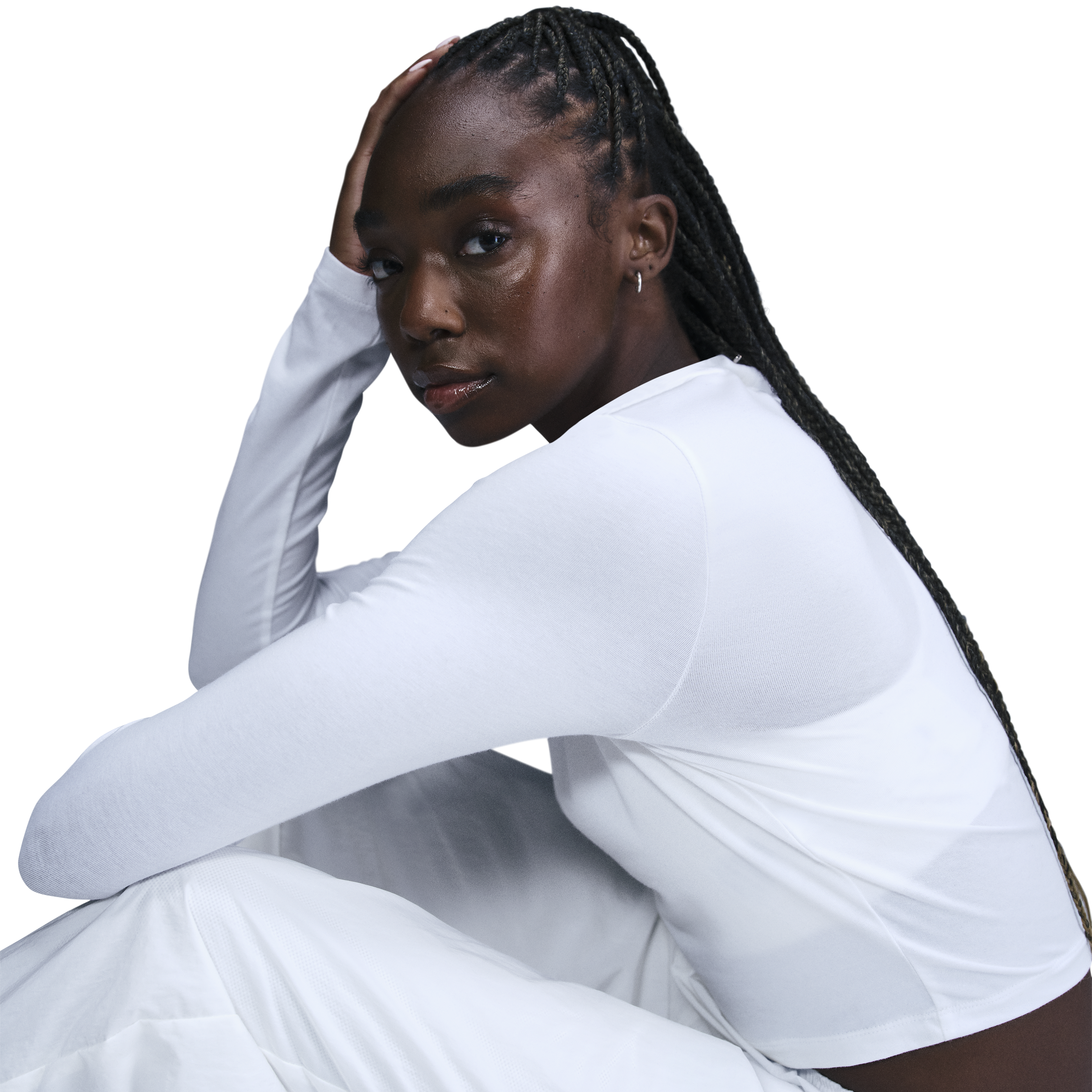 Nsw Chill Knit Slim LS Cropped Top White