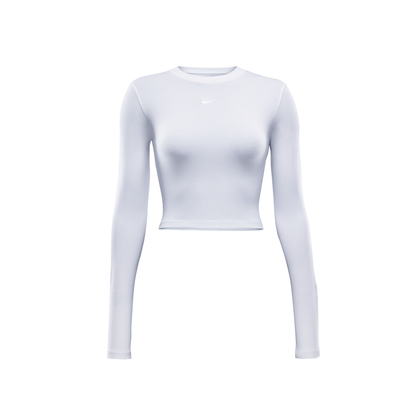 Nsw Chill Knit Slim LS Cropped Top White