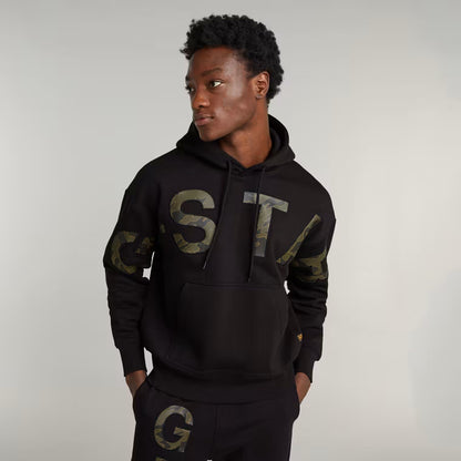 Embro Print Loose Pullover Hoodie