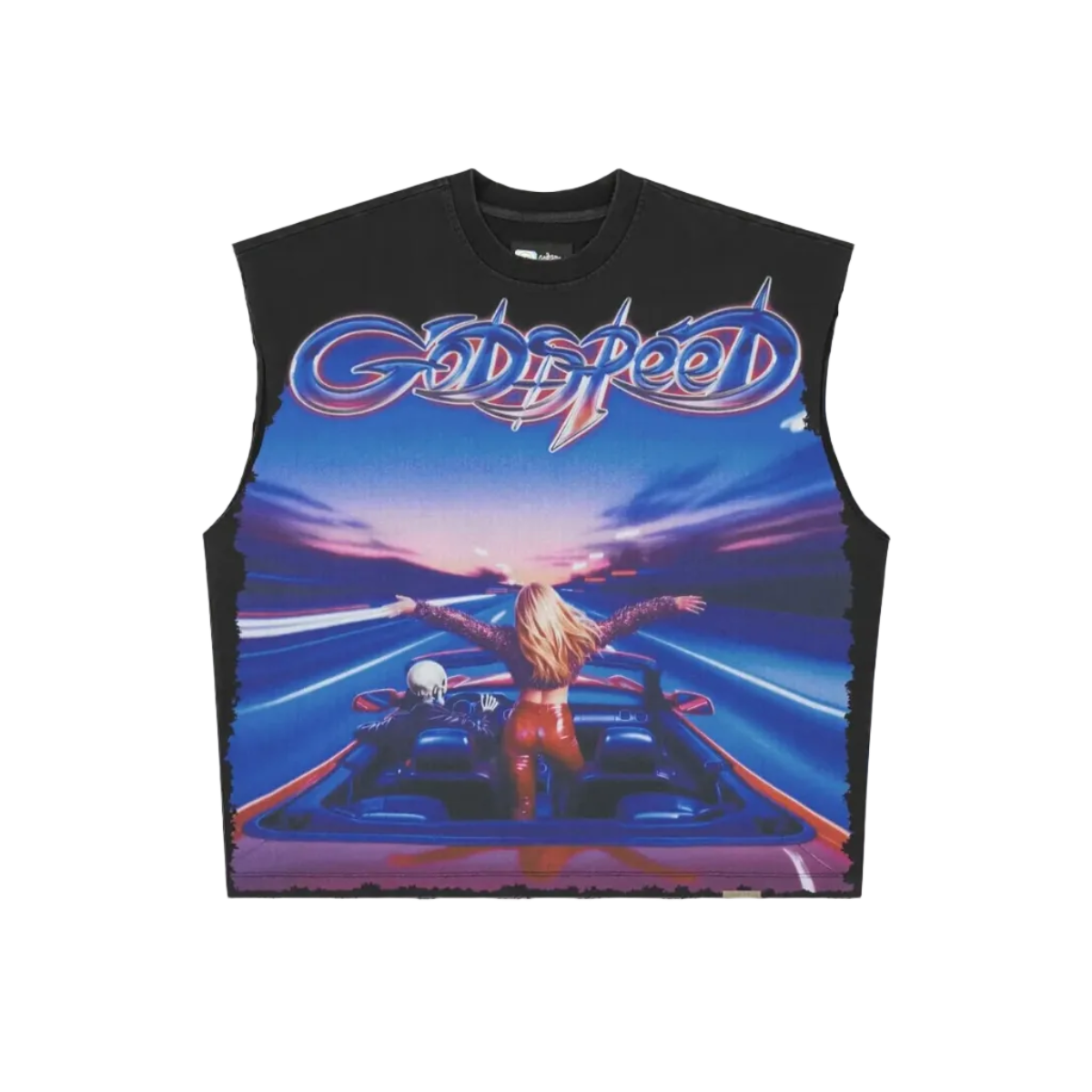 Fun Sleeveless Black Wash T-shirt