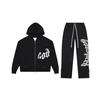 Og Logo  V2 Black Silver Satin Boom Sweatsuit