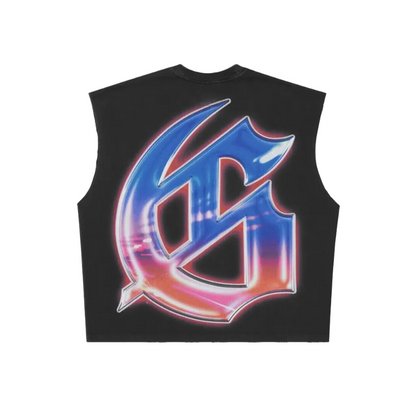 Fun Sleeveless Black Wash T-shirt