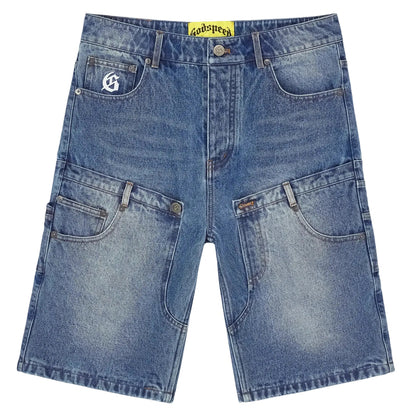 Twin Panel Blue Denim Blue Shorts