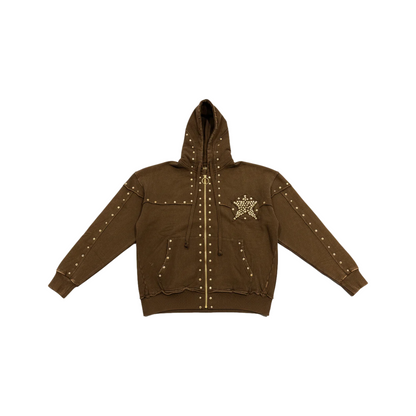 Stones Crystal Studded Full Zip Hoodie