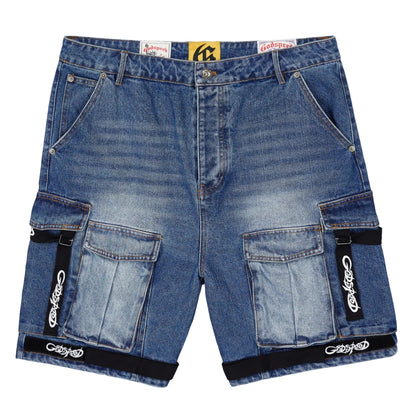 Utility Denim Blue Shorts