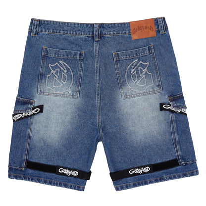 Utility Denim Blue Shorts