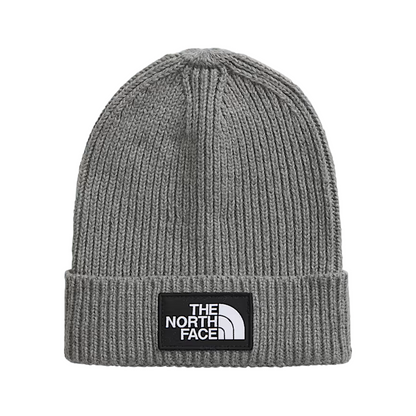TNF Logo Box Cuffed Gray Beanie