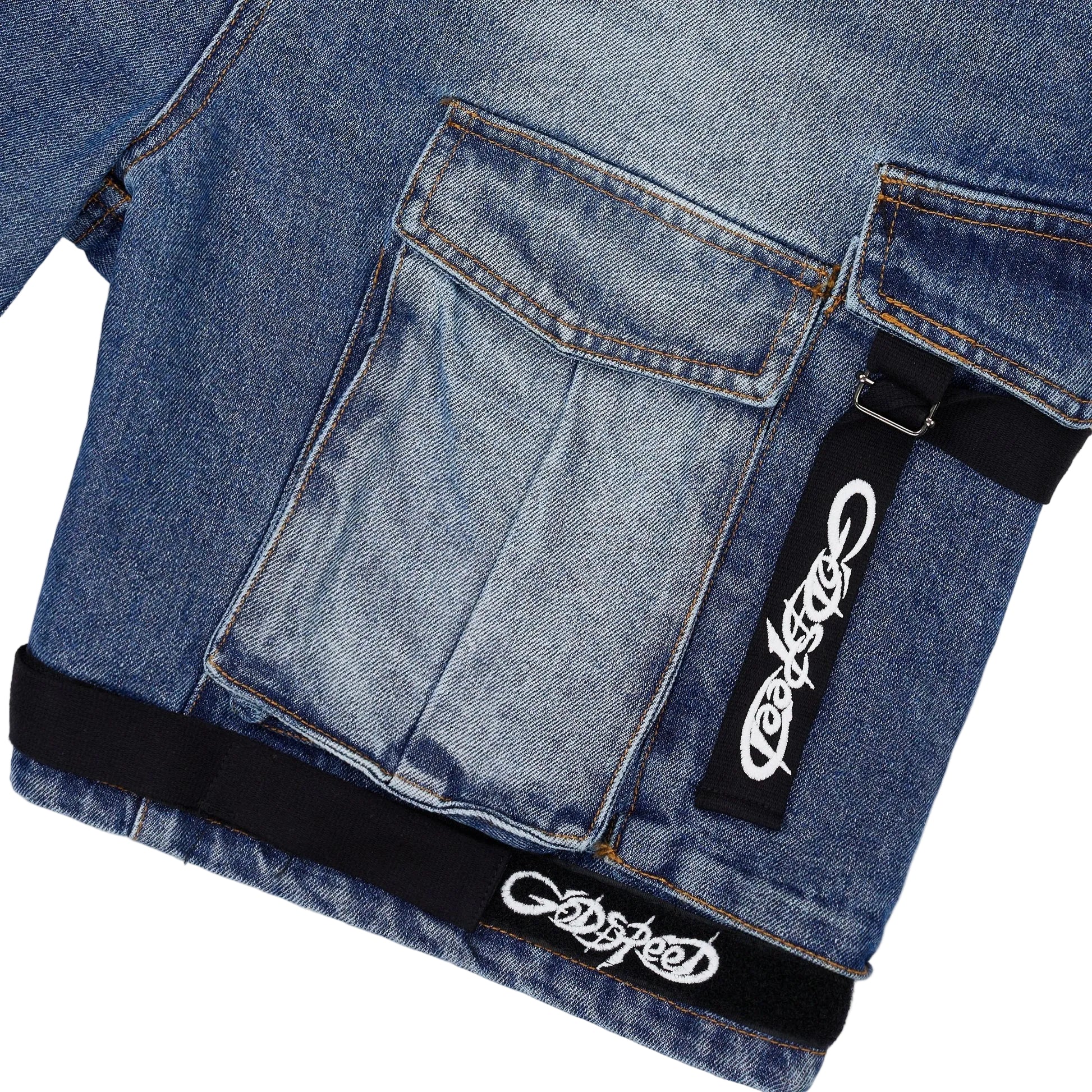Utility Denim Blue Shorts