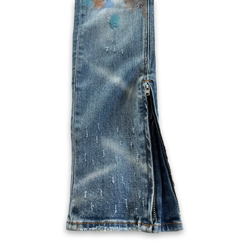 Long Island Zip Flair Splatter Jean