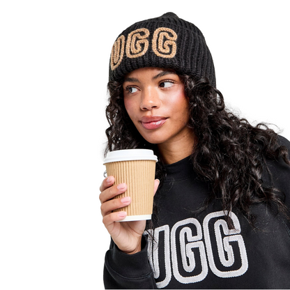 Chunky Crafted Rib Black Beanie