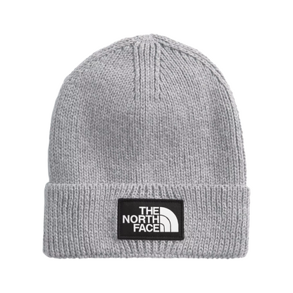 TNF Logo Box Cuffed Gray Beanie
