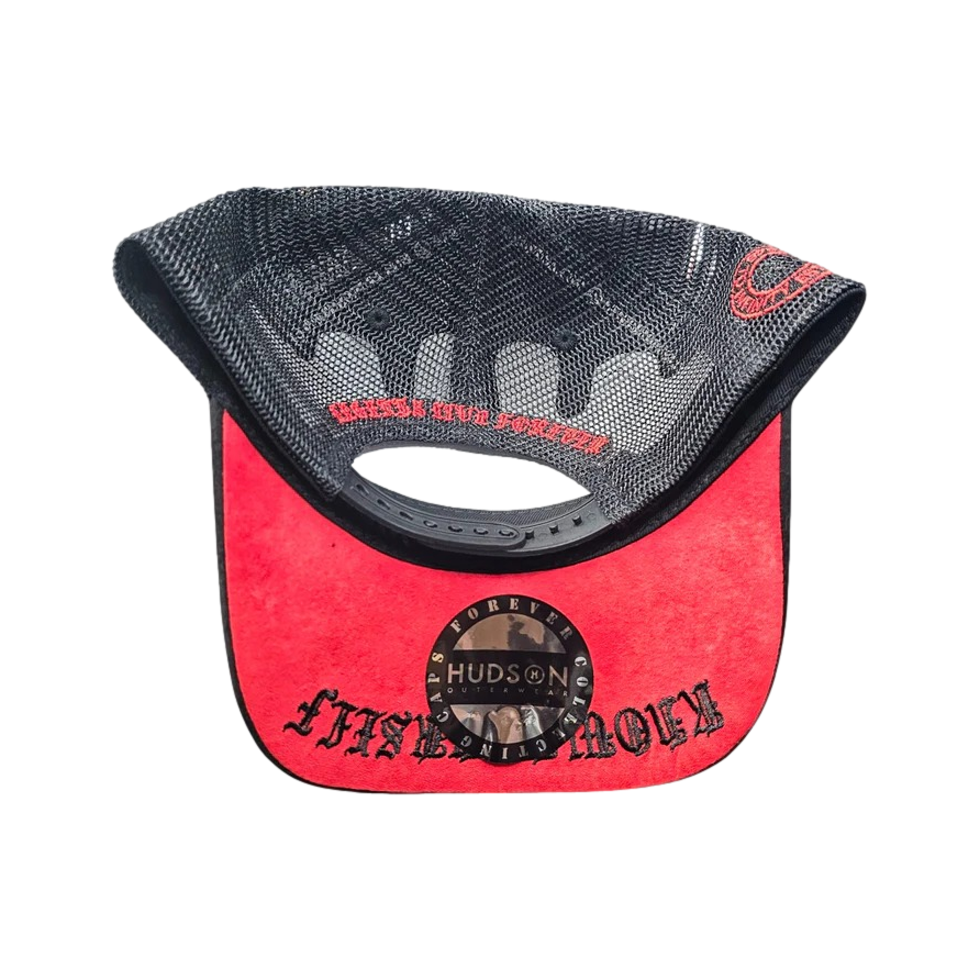 Diamond 777 Suede Trucker Black Red Hat