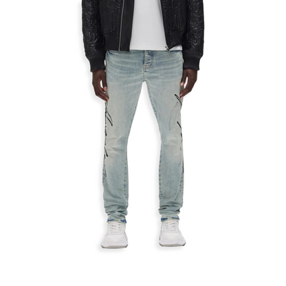 Skinny Double Script Blue Jeans