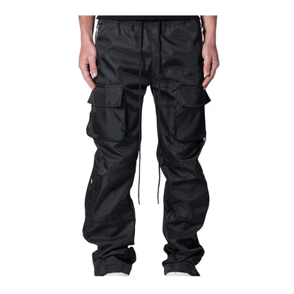 Snap Front Cargo Black Pants