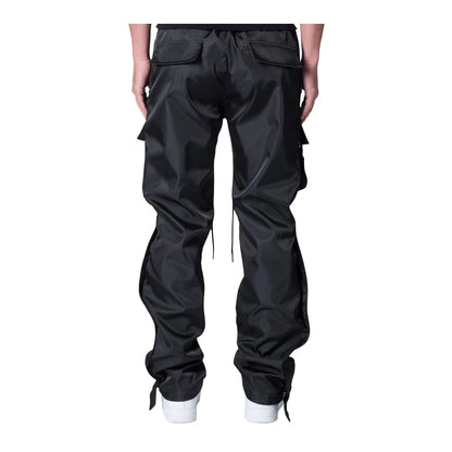 Snap Front Cargo Black Pants