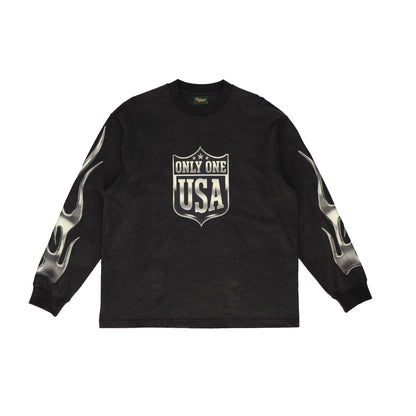 Only One Chrome Flame Longsleeve Black Crew Necks