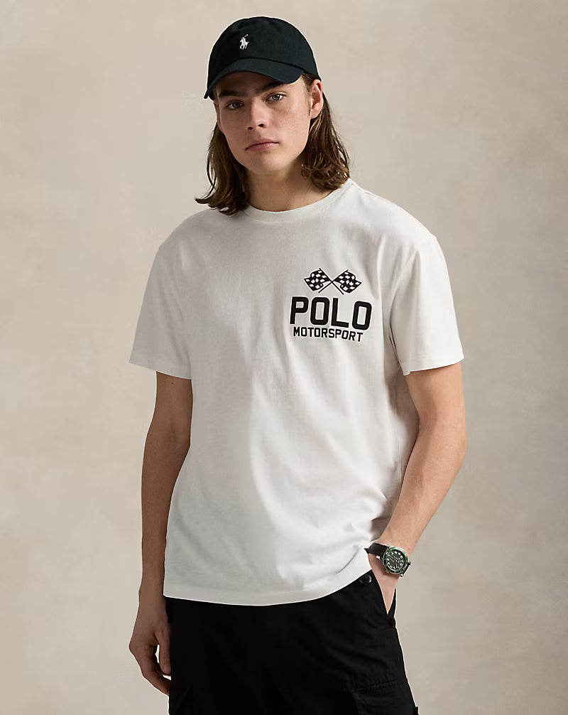 Classic Fit Slub Jersey Graphic T-Shirt White
