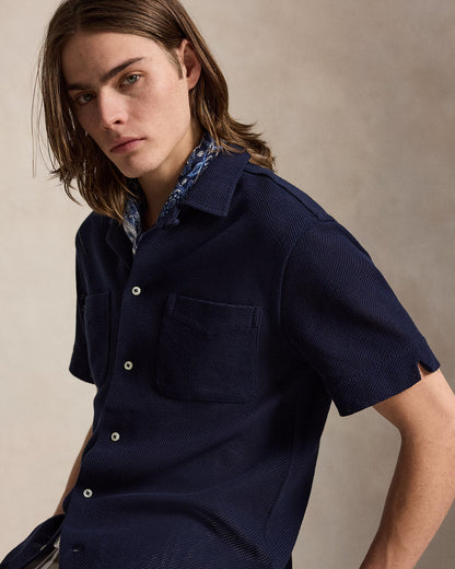Ralph Lauren-SS POINTELLE TEXTURE ANDY CAMP SHIRT