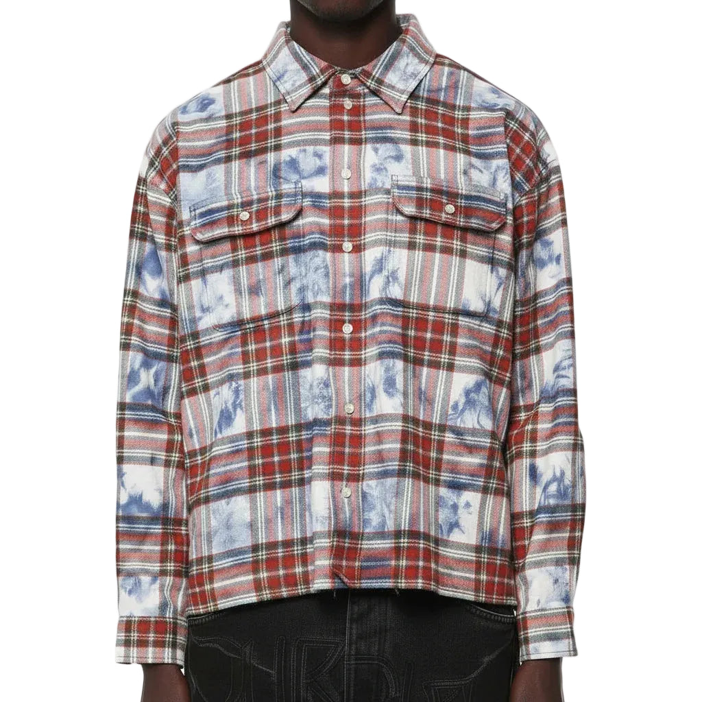 Purple-PLAID EMBELLISHED SHIRT