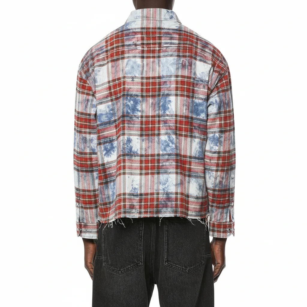 Purple-PLAID EMBELLISHED SHIRT