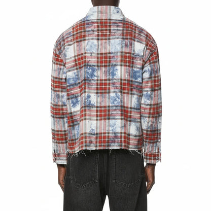 Purple-PLAID EMBELLISHED SHIRT