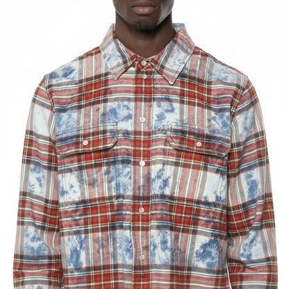 Purple-PLAID EMBELLISHED SHIRT