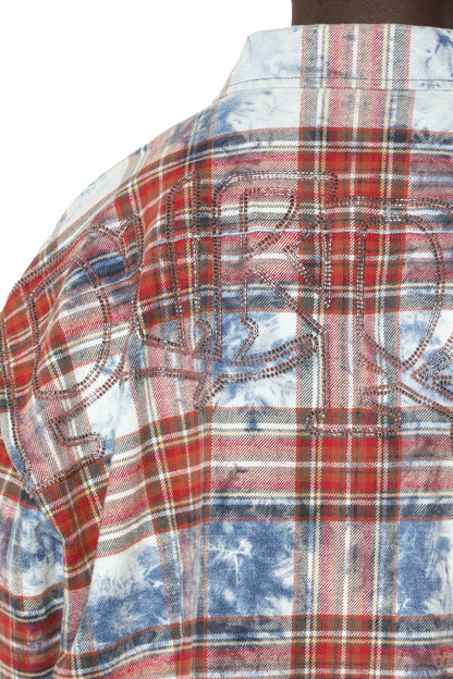 Purple-PLAID EMBELLISHED SHIRT
