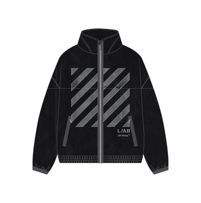 Lab Off White-REFLECTIVE DIAG WINDBREAKER JACKET